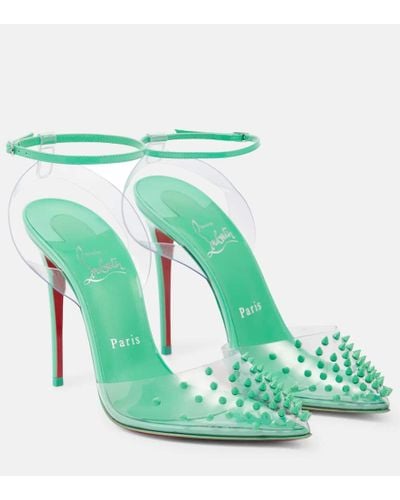 Christian Louboutin Spikoo 100 Pvc And Leather Pumps - Green