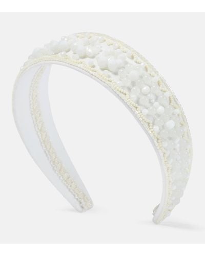 Erdem Embellished Headband - White