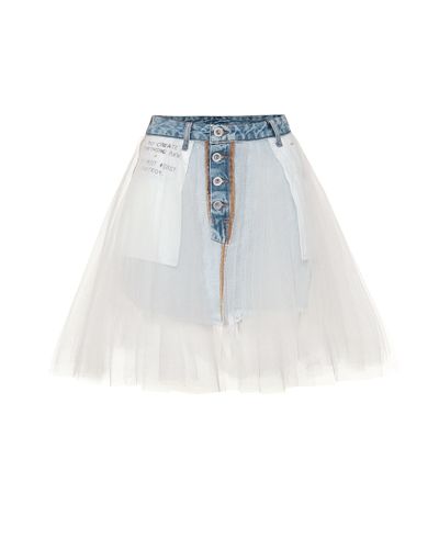 Unravel Project Denim And Tulle Skirt - Blue