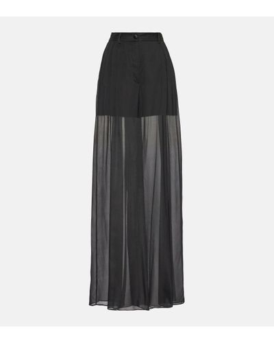 Dolce & Gabbana Pantalon ample a taille haute en soie melangee - Noir