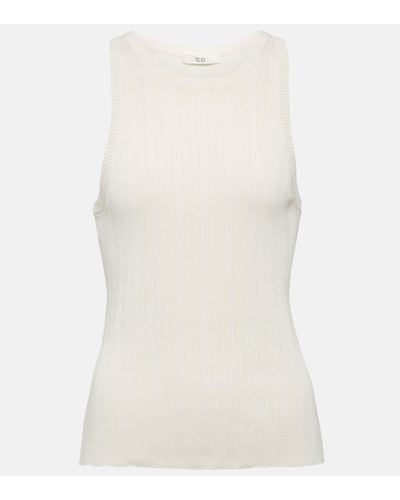 Co. Ribbed Silk Tank Top - White
