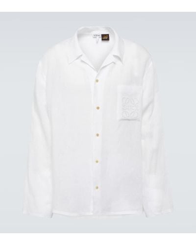 Loewe Camisa Paula's Ibiza de lino con anagrama - Blanco