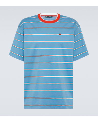 Acne Studios Face Striped Cotton Jersey T-shirt - Blue