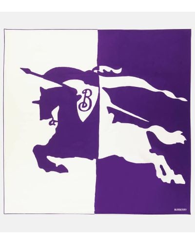 Burberry Foulard in seta con stampa - Viola