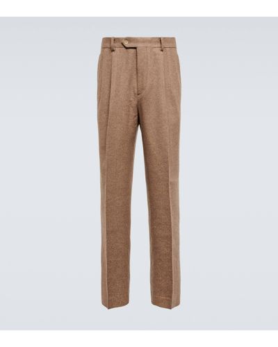 AURALEE Straight Cotton, Wool And Cashmere Trousers - Natural