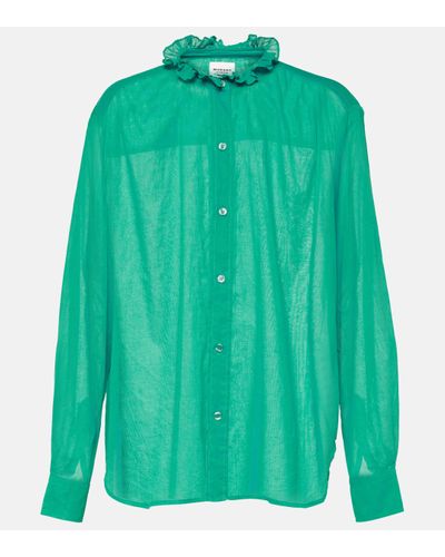 Isabel Marant Ruffle-trimmed Cotton Shirt - Green