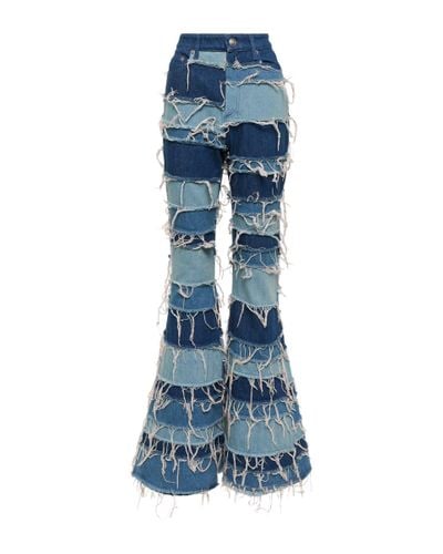 Sportmax Guelfi Patchwork High-rise Flared Jeans - Blue