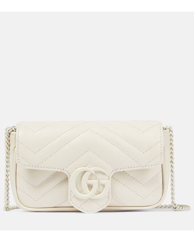 Gucci Marmont Super Mini Leather Shoulder Bag - Natural