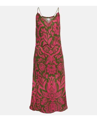 Velvet Sasha Printed Cotton Gauze Midi Dress - Red