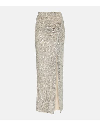 Self-Portrait Sequined High-rise Maxi Skirt - Natural