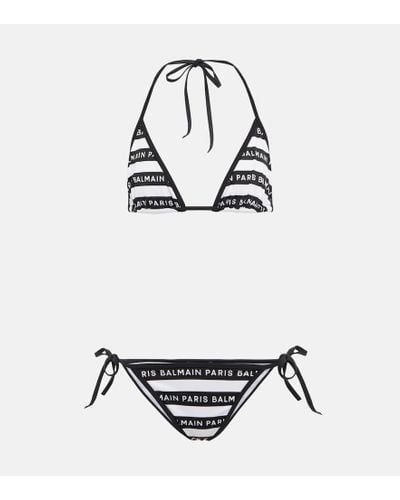 Balmain Bikini con logo - Blanco