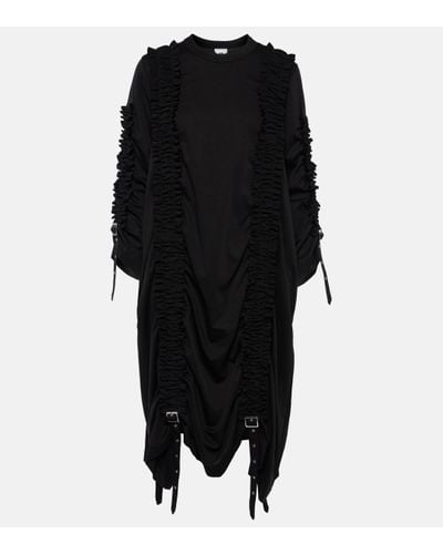 Noir Kei Ninomiya Ruched Cotton Midi Dress - Black