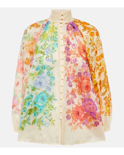 Zimmermann Raie Floral-print Silk Blouse - Multicolour