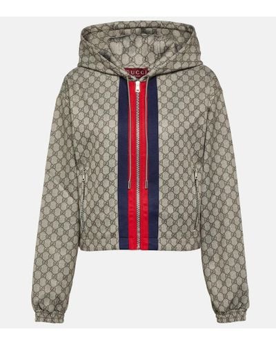 Gucci GG Web Stripe Jersey Technical Jacket - Gray