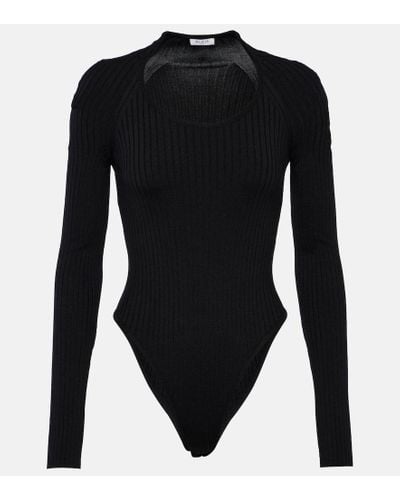 Alaïa Ribbed-knit Bodysuit - Black