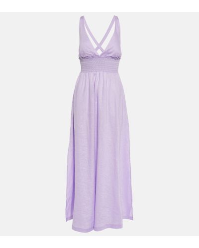 Heidi Klein Lake Garda Linen Maxi Dress - Purple