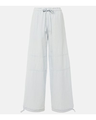 Acne Studios Pantalon ample a taille mi-haute en coton et lin - Blanc