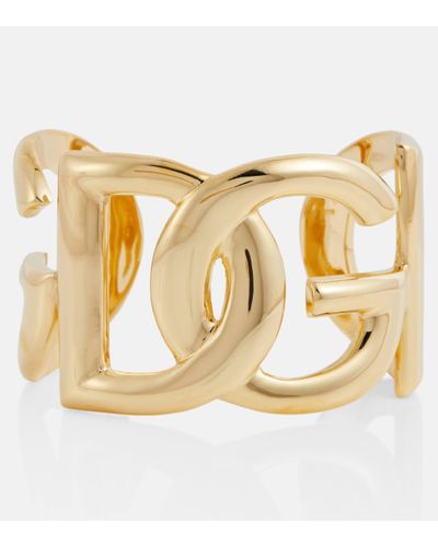 Dolce & Gabbana Logo-lettering Cuff Bracelet - Yellow