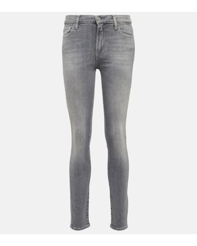 7 For All Mankind Slim Illusion Mid-rise Skinny Jeans - Gray