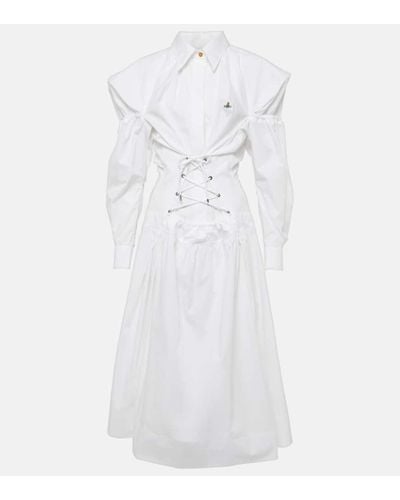 Vivienne Westwood Vestido midi Kate de popelin de algodon - Blanco