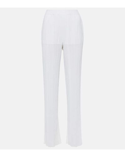 Stella McCartney Pantalones rectos plisados - Blanco