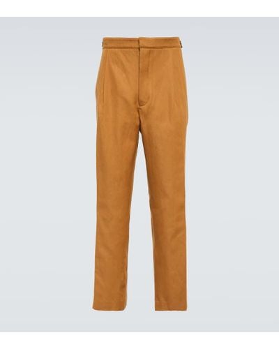 King & Tuckfield Cotton And Linen Pants - Orange