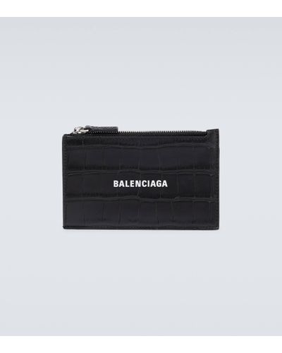 Balenciaga Cash Croc-effect Leather Wallet - Black