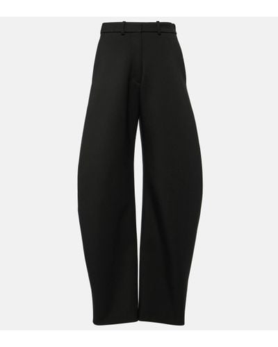 Alaïa High-rise Wool Barrel-leg Trousers - Black