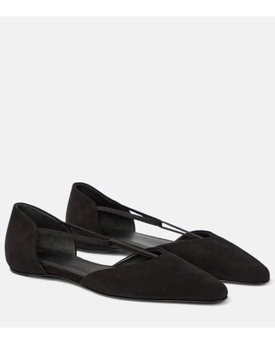 Totême T-strap Leather Flats - Black