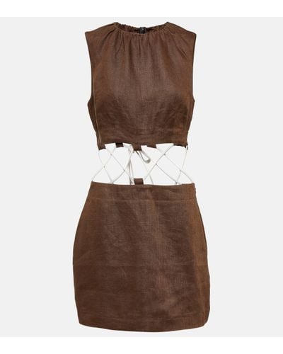 Sir. The Label Cut-out Linen Minidress - Brown