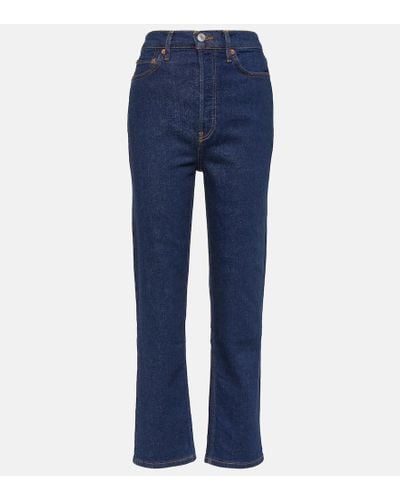 RE/DONE High-Rise Straight Jeans 70s Stove Pipe - Blau