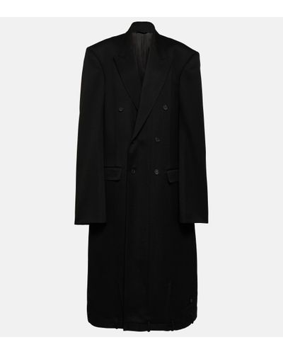 Balenciaga Deconstructed Double-breasted Wool Coat - Black