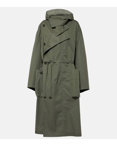 Lemaire Asymmetric Cotton-blend Gabardine Trench Coat - Green