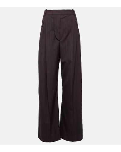 Victoria Beckham Pantalones barrel fit en mezcla de lana - Azul