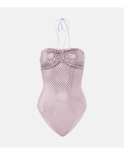 Oséree Disco Necklace Halterneck Swimsuit - Pink