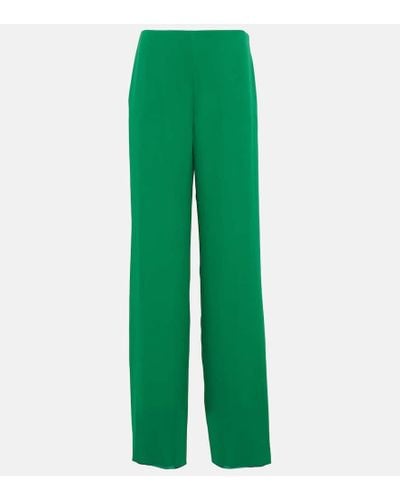 Valentino Pantalones anchos de seda de tiro alto - Verde