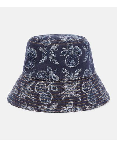 Etro Printed Denim Bucket Hat - Blue