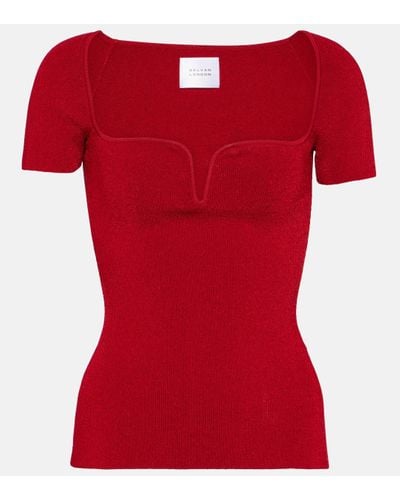 Galvan London Gaia Ribbed Knit Top - Red