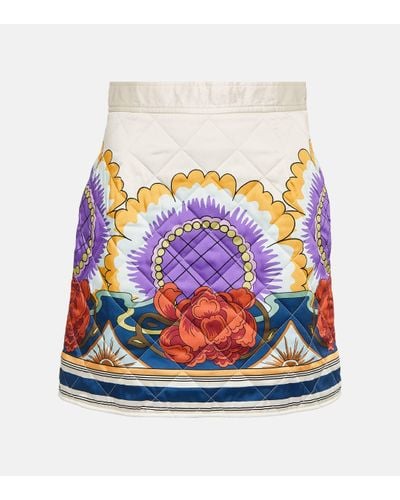 La DoubleJ Edie Printed Quilted Twill Miniskirt - White