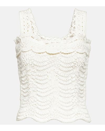 Oscar de la Renta Crochet Tank Top - White