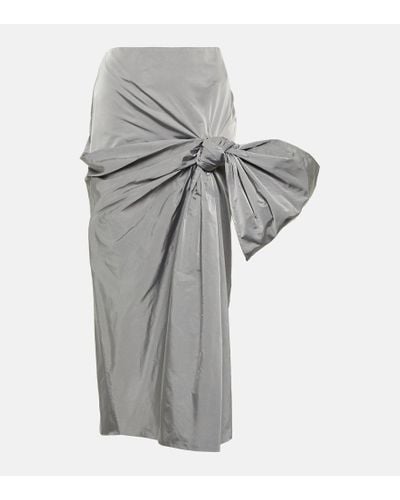 Alexander McQueen Oversized-bow Woven Midi Skirt - Gray