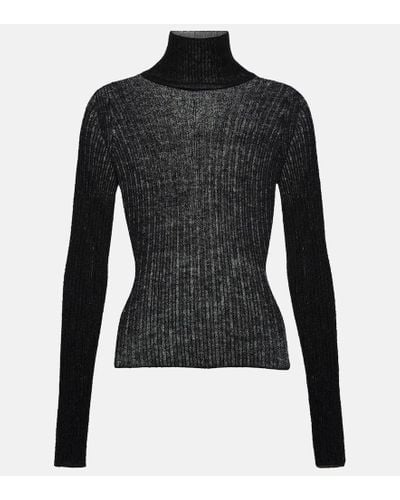 Saint Laurent Mohair Blend Turtleneck Sweater - Black