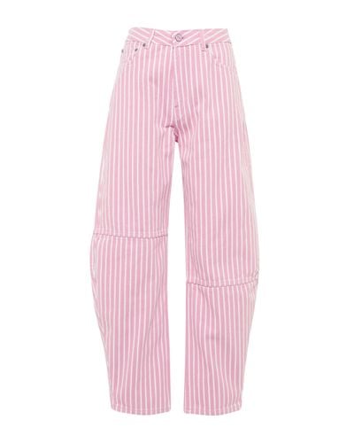 Ganni Gestreifte High-Rise Jeans Stary - Pink