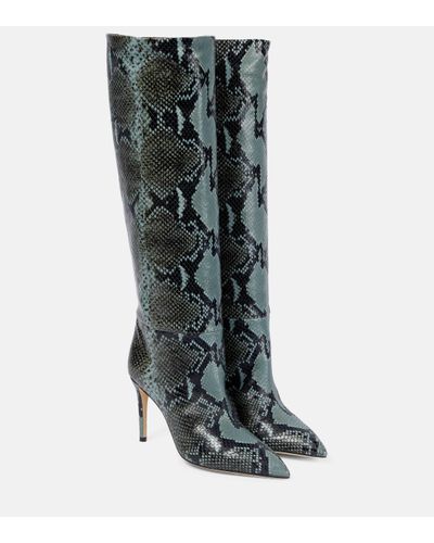 Paris Texas Python-printed Leather Knee-high Boots - Green
