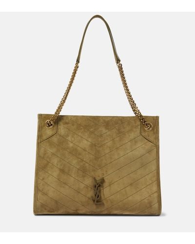 Saint Laurent Niki Medium Suede Shoulder Bag - Natural