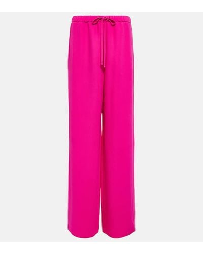 Valentino High-rise Wide-leg Silk Crepe Pants - Pink