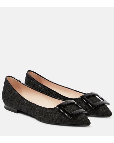 Roger Vivier Gommettine Tweed Ballet Flats - Black