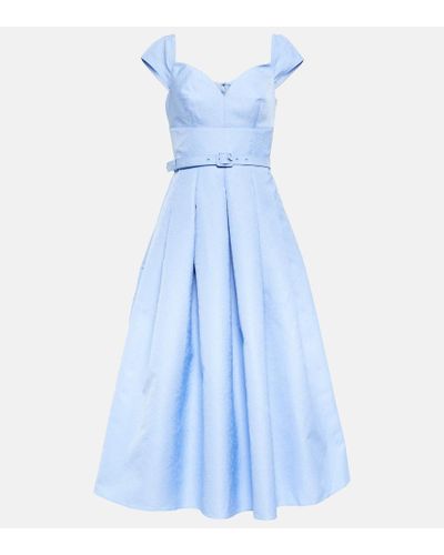 Self-Portrait Pleated Midi Dress - Blue