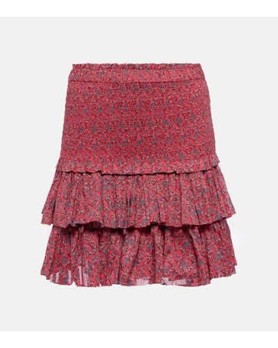 Isabel Marant Naomi Shirred Tiered Cotton Miniskirt