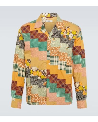 Bode Camisa patchwork Diagonal Square - Amarillo